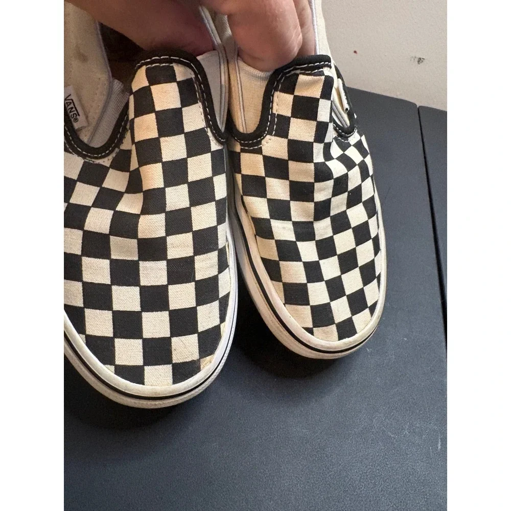 Vans Classic Slip-On Checkerboard Black White Sneakers Mens 6.5 Womens 8.0